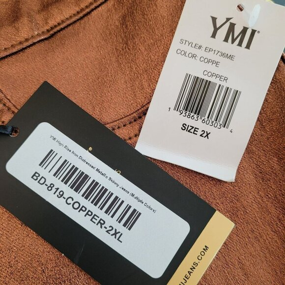 YMI Jeans Copper Metallic High-Rise Skinny Pants Size 2X - Picture 5 of 6